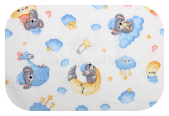 Diaper - 12424 - FLANNEL PRINT - EGA -KOALA on the MOON  - BLUE / YELLOW - size 70x80 cm