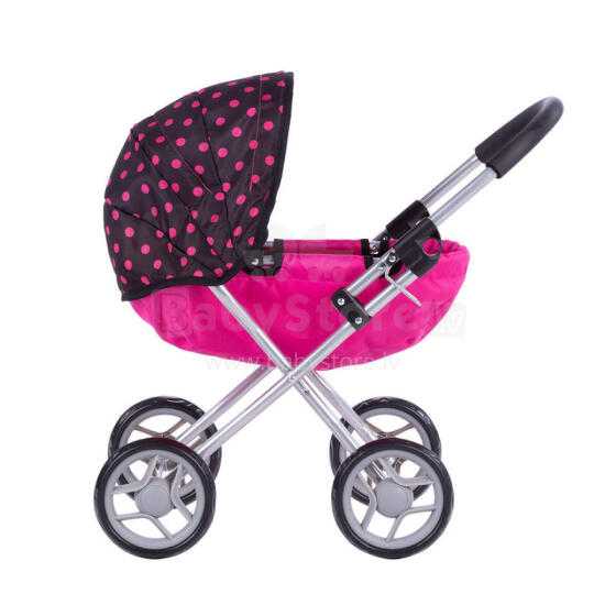 Pram for Doll  - 9325 - SUSIE -  BLACK and PINK DOTS
