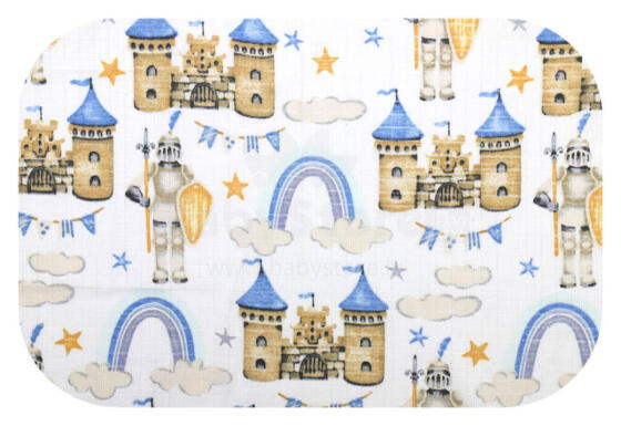 Diaper - 3766 - TETRA PRINT - EGA - CASLE - BLUE - size 70x80 cm