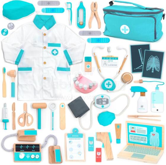 Bebe Basic Deluxe Wooden Doctor Set  Art.283923 Play set accessories for  doctor