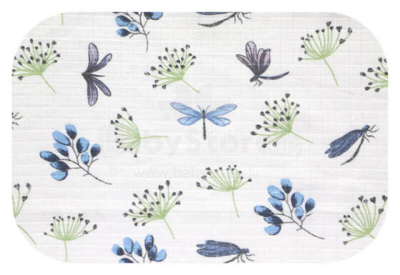 Diaper - 14305  - TETRA PRINT - EGA - DRAGONFLY - BLUE  - size 70x80 cm