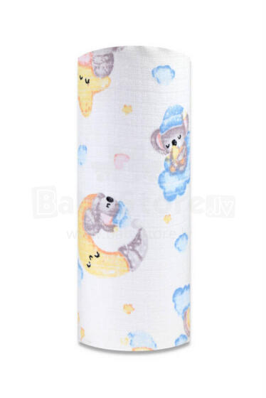 Diaper - 13698 - TETRA PRINT - EGA - KOALA on the MOON - BLUE / YELLOW - size 70x80 cm