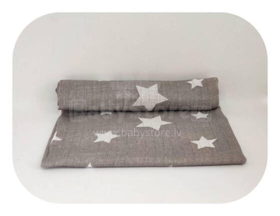 Diaper - 15913 - TETRA PRINT - EGA - GWIAZDY - WHITE/GREY - size 70x80 cm