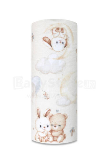 Diaper - 14497 - FLANNEL PRINT - EGA - DEER & TEDDY BEAR - BEIGE - size 70x80 cm