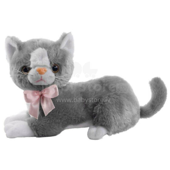 Plush toy - 12832 - CAT with BOW - FLICO - GREY - size 20 cm