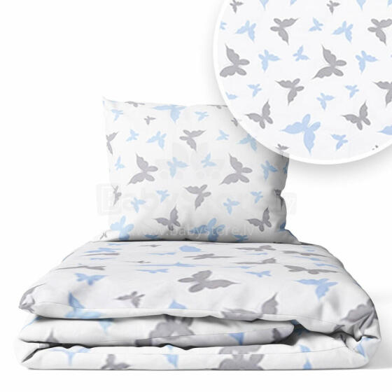 Cover set -  2 pcs - 135x100, 40x60 - BUTTERFLY - BLUE / GREY