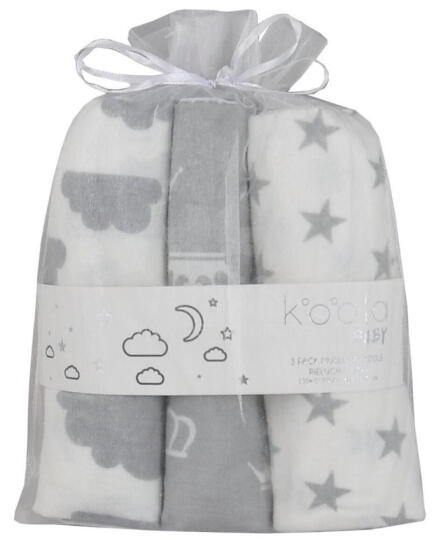Diaper - SET - 07-8281- FLANNEL PRINT - 3-pack - GREY - size 76x76 cm