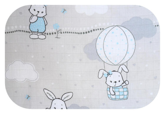 Diaper - 26926 - TETRA PRINT - EGA - LUX -  BUNNY with BALLOONS - BLUE - size 70x80 cm