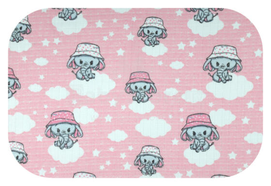 Diaper - 29774 - TETRA PRINT - EGA - ELEPHANT in a HAT - PINK -  size 70x80 cm