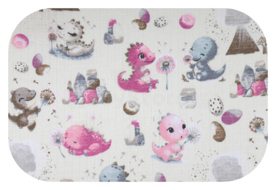 Autiņš - 30015 - TETRA PRINT - EGA - DINO & WULKAN - ROZĀ - izmērs 70x80 cm