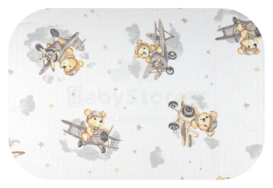 Diaper - 29590 - TETRA PRINT - EGA - BEAR in PLANE -  size 70x80 cm
