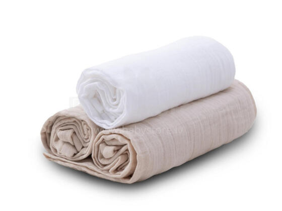 Diaper - SET - TB0488/15 - MUSLIN - dwo-layer - size 70x80 cm  - BEIGE
