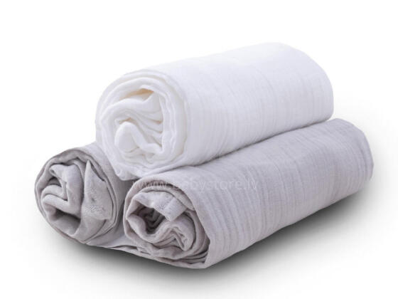 Diaper - SET - TB0488/42 - MUSLIN - dwo-layer - size 70x80 cm  - GREY