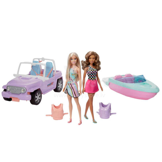 Doll -  54531 - set - BARBIE - CAR & BOAT + 2 DOLLS