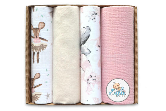 Autiņu komplekts - IESTATĪT ECO KASTĒ - 21631 - MUSLINS / TETRA / FLANEĻS / MUSLINS RIEVOTS - EGA - izmērs 60x80 cm - nr 3