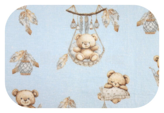 Diaper - 30275 - FLANNEL PRINT - EGA - BEARS in BASKET - BLUE - size 70x80 cm