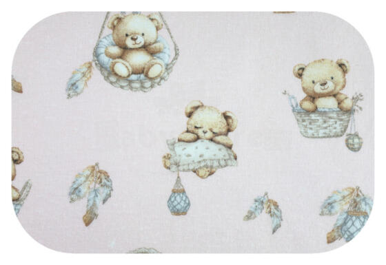 Diaper - 30282 - FLANNEL PRINT - EGA - BEARS in BASKET - PINK - size 70x80 cm