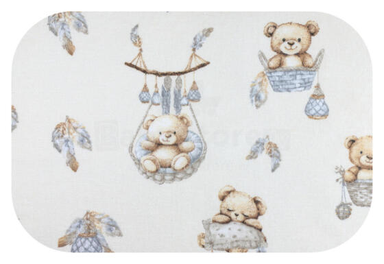 Diaper - 30268 - FLANNEL PRINT - EGA - BEARS in BASKET - ECRU - size 70x80 cm