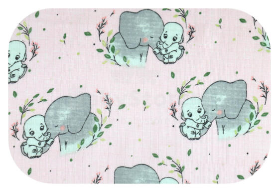 Diaper - 0411- TETRA PRINT - EGA - ELEPHANT - PINK  - size 70x80 cm