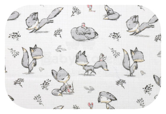 Diaper - 30503 - TETRA PRINT - EGA - FOX - GREY - size 70x80 cm