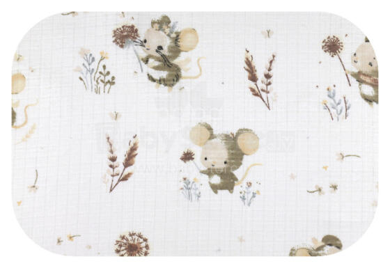 Diaper - 31272 - TETRA PRINT - EGA - MOUSE with BROWN DANDELION - size 70x80 cm
