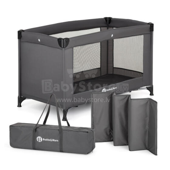 Travel cot - 17738 - 1 level - LITE - DARK GREY ***