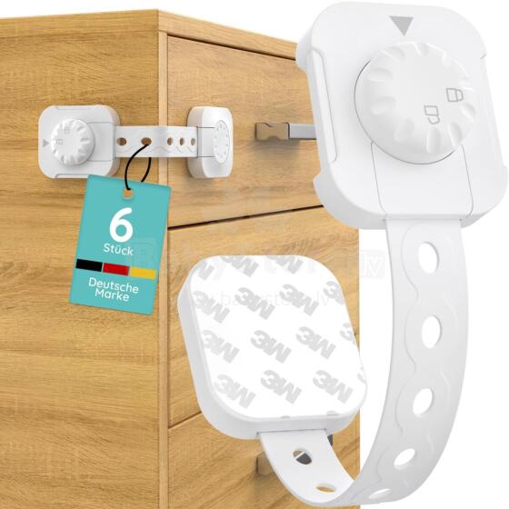 Homery Baby Cabinet Lock Art.285876 White Drawer/refrigerator protection,6psc