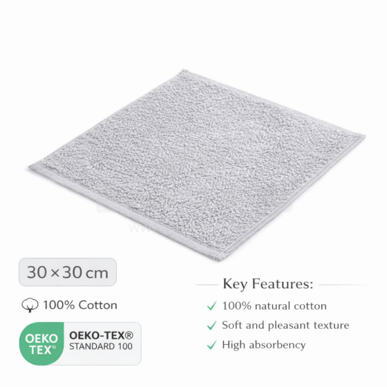 Bebe Basic Cotton Baby Towel  Art.285886 Grey Cotton frote towel 30x30 cm (100% cotton)