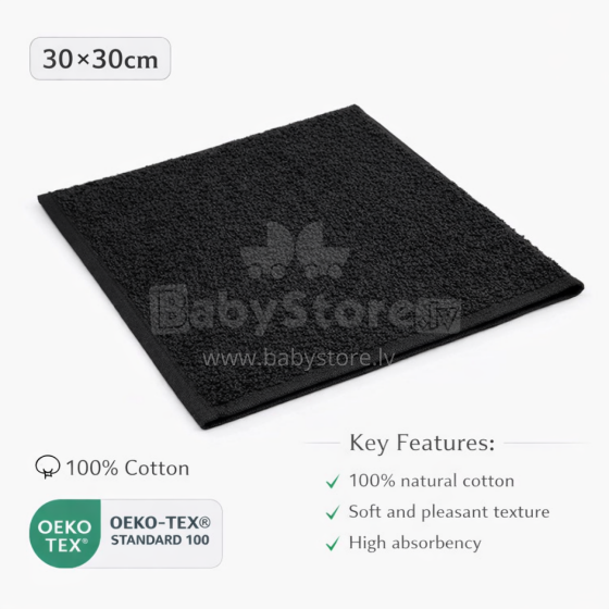 Bebe Basic Cotton Baby Towel  Art.285888 Black  Cotton frote towel 30x30 cm (100% cotton)