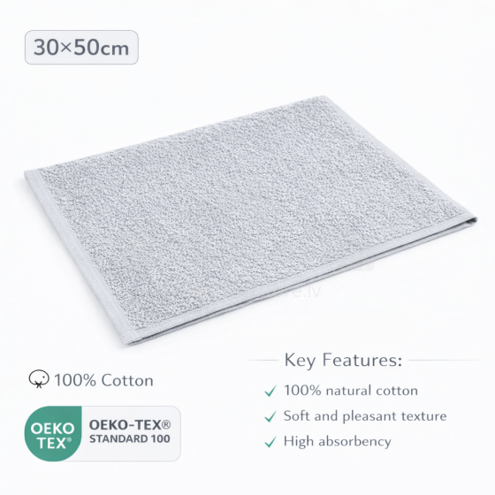 Bebe Basic Cotton Baby Towel  Art.285890 Grey  Cotton frote towel 30x50 cm (100% cotton)