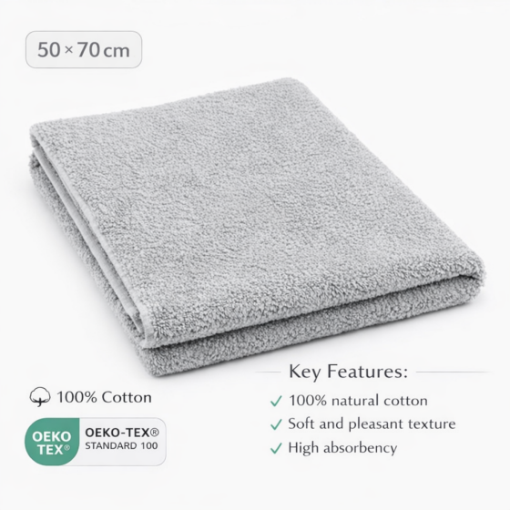 Bebe Basic Cotton Baby Towel  Art.285897 Grey  Хлопковое полотенце фроте  50x70 см (100% хлопок)