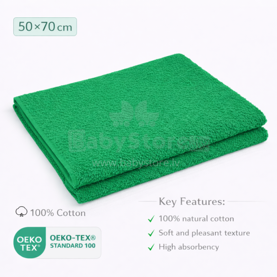 Bebe Basic Cotton Baby Towel  Art.285900 Green Хлопковое полотенце фроте  50x70 см (100% хлопок)