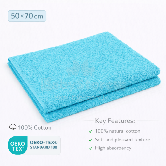 Bebe Basic Cotton Baby Towel  Art.285902 Light Blue  Cotton frote towel 50x70 cm (100% cotton)