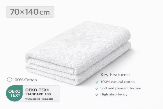 Bebe Basic Cotton Baby Towel  Art.285906 White  Cotton frote towel 70x140 cm (100% cotton)