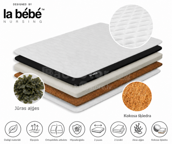 La Bebe™ Matracis kokosšķiedru-jūras aļģes La Bebe™ DREAM gultai 120×80, 80×52 cm