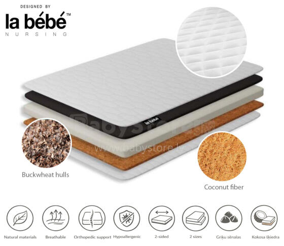 La Bebe™ Matracis kokosšķiedru-griķu sēnalas La Bebe™ DREAM gultai 120×80, 80×52 cm