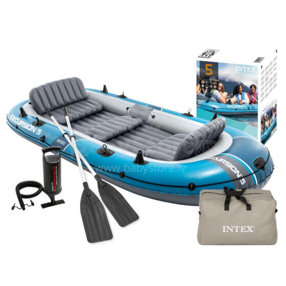 Inflatable boat Excursion 5, 5-person, with pump, 2 oars and bag, INTEX 66325
