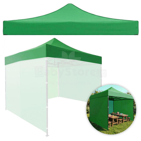 Jumta pārklājs 3x3 m dārza paviljonam 420D, PVC, zaļš, MultiGarden