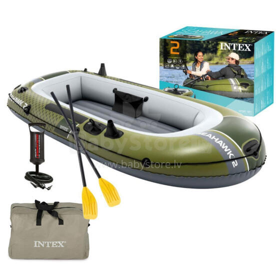 Inflatable boat Seahawk 2, 2-person, with pump and 2 oars, INTEX 66332