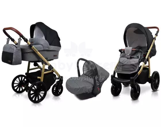Babylux Aspero Art.286109 Grey Flex Black Universal 3-in-1 stroller