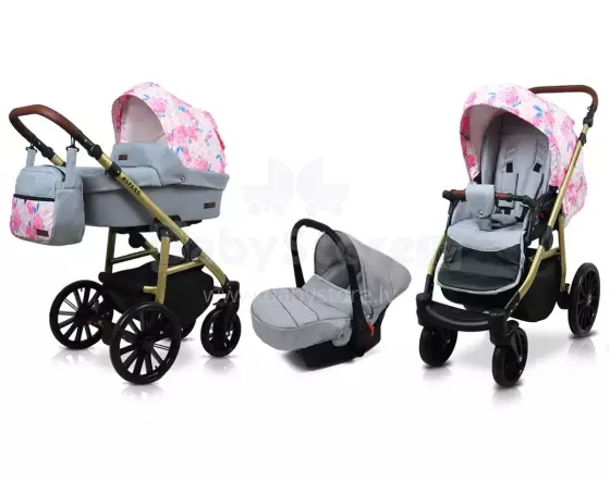 Babylux Aspero Art.286116 Peony and Rose Universal 3-in-1 stroller