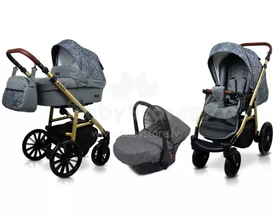 Babylux Aspero Art.286120 Silver Stone Universal 3-in-1 stroller