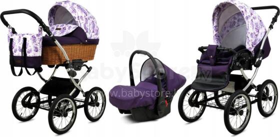 Babylux Classic Art.286134 Lilac Flowers  Classic 3-in-1 baby stroller