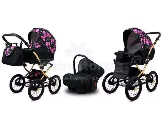 Babylux Margaret Gold Art.286153 Bouguets Peony  Classic 3-in-1 baby stroller