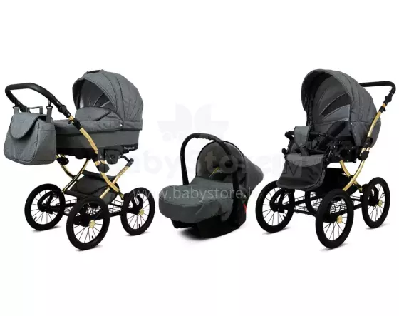 Babylux Margaret Gold Art.286155 Grey Flex Classic 3-in-1 baby stroller