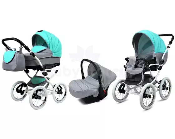 Babylux Margaret White Art.286168 Mint Classic 3-in-1 baby stroller