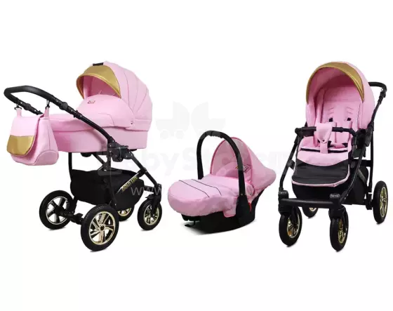 Babylux Gold Lux Art.286208 Light Pink Universal 3-in-1 stroller