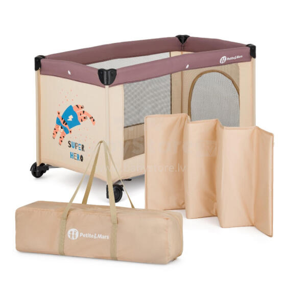 Travel cot - 17639 - 1 level - KOOT - TIGER super HERO ***