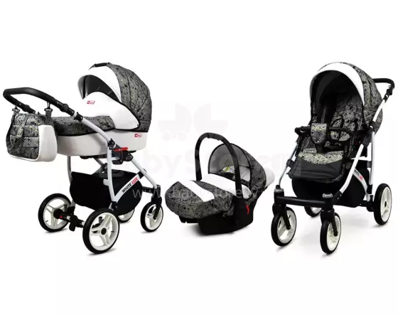 Babylux White Lux  Art.286335 Grey Marble Universal 3-in-1 stroller