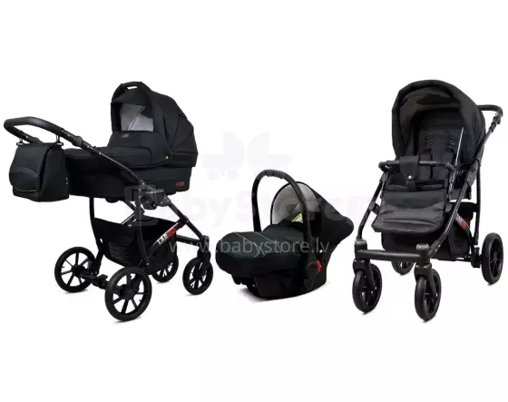 Babylux Largo Art.286418 Black Hibiscus Universal 3-in-1 stroller
